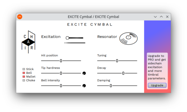 Screenshot of EXC!TE CYMBAL in Bitwig