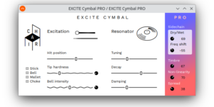 Screenshot of EXC!TE CYMBAL PRO in Bitwig