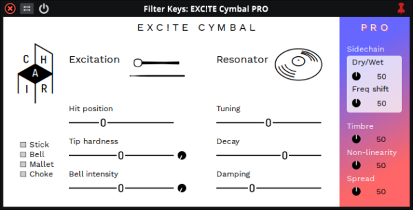 Screenshot of EXC!TE CYMBAL PRO in Waveform